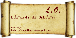 Légrádi Orbán névjegykártya